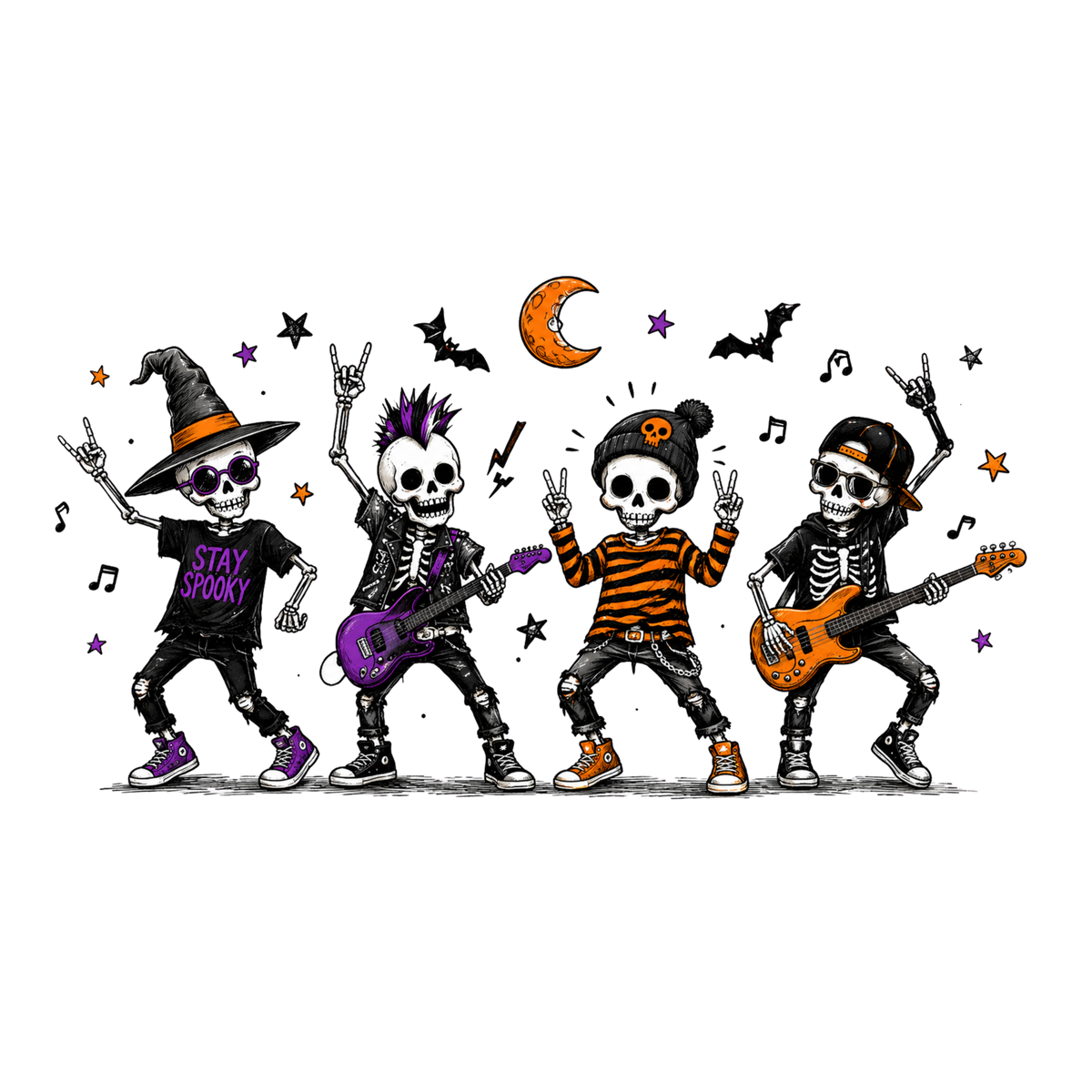 Skeleton Rockstar Band DTF