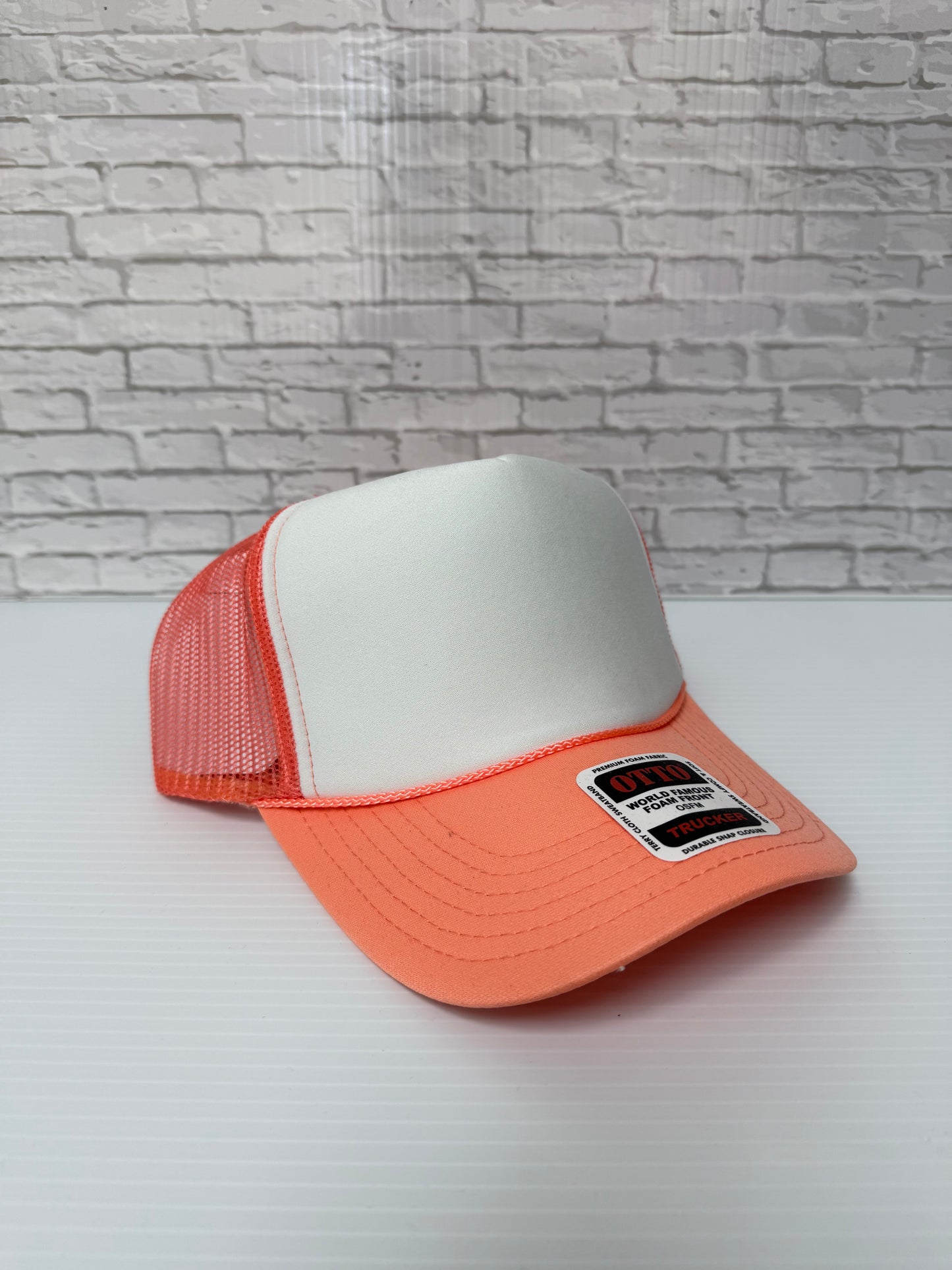 Coral Peach/White Foam Hats