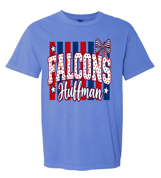 Falcons Red and Blue Bow Comfort Colors