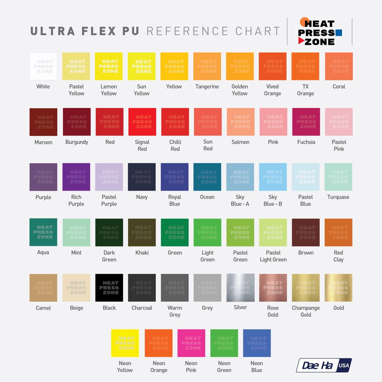 Solid Heat Transfer Vinyl Yard 20"x36"