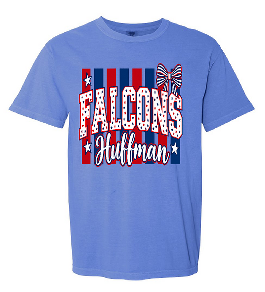 Falcons Red and Blue Bow Comfort Colors